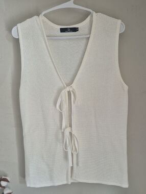 Leifsdottir Cream Knit Tie-Front Tank